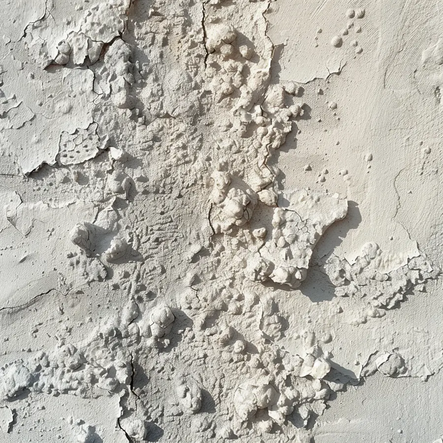 Salpêtre sur un mur dû à une fuite