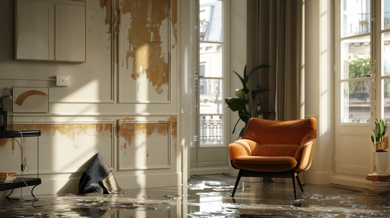 Dégât des eaux dans un salon
